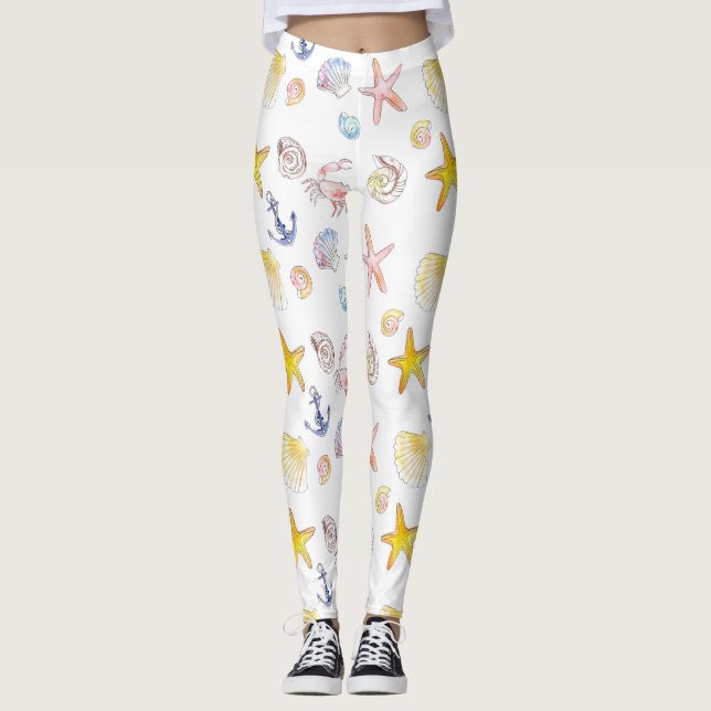 Marine Life & Anchors Leggings (Front)