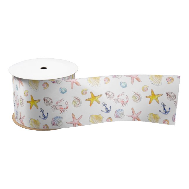 Marine Life & Anchors  Satin Ribbon (Spool)