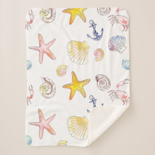 Marine Life  Anchors  Sherpa Blanket