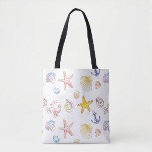 Marine Life & Anchors Tote Bag