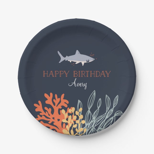 Marine Life Birthday Paper Plates (Front)