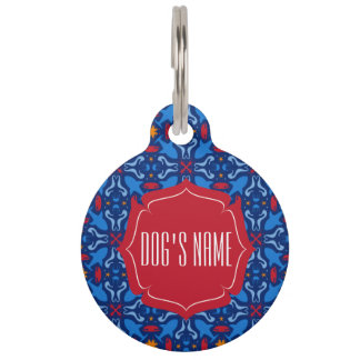 Marine life blue pattern pet ID tag