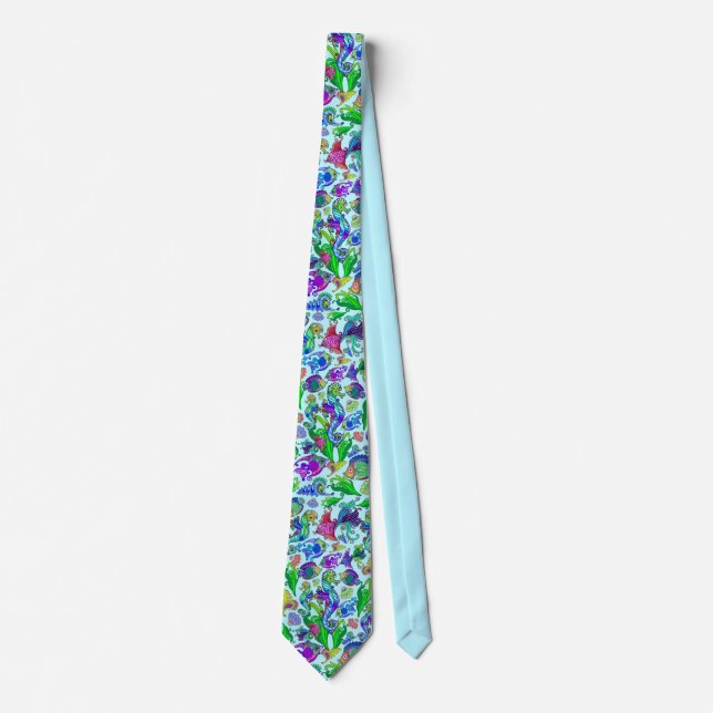 Marine Life Exotic Fishes & SeaHorses Neck Tie (Front)