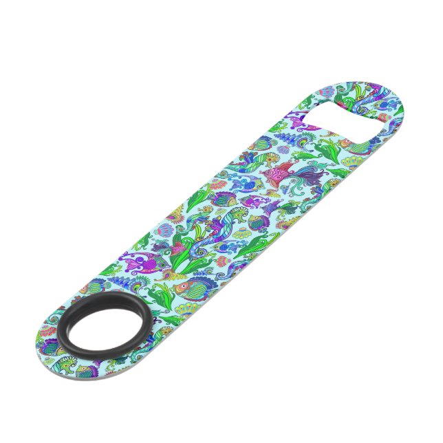 Marine Life Exotic Fishes & SeaHorses Speed Bottle Opener (Front Angled)