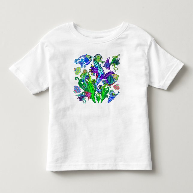 Marine Life Exotic Fishes & SeaHorses Toddler T-shirt (Front)