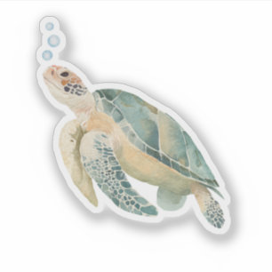 Marine Life Lover Sea Turtle Watercolor Art Sticker