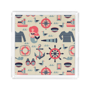 Marine Life Pattern Acrylic Tray