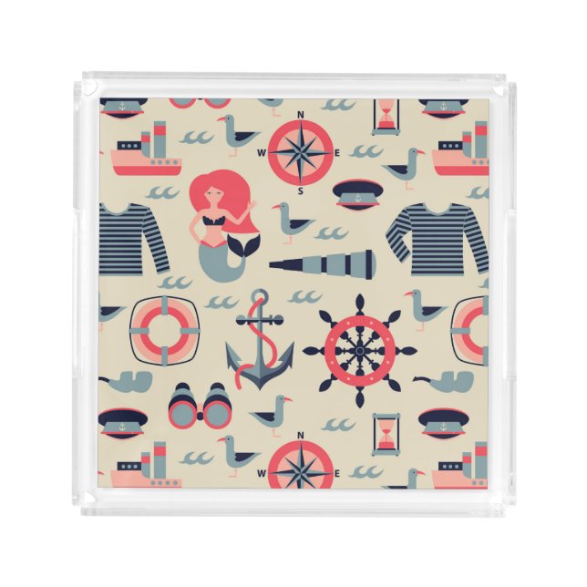 Marine Life Pattern Acrylic Tray (Front)