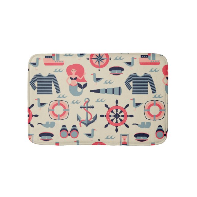 Marine Life Pattern Bathroom Mat (Front)