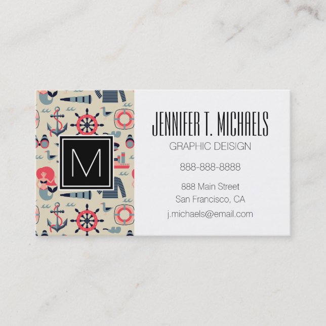 Marine Life Pattern Business Card (Front)