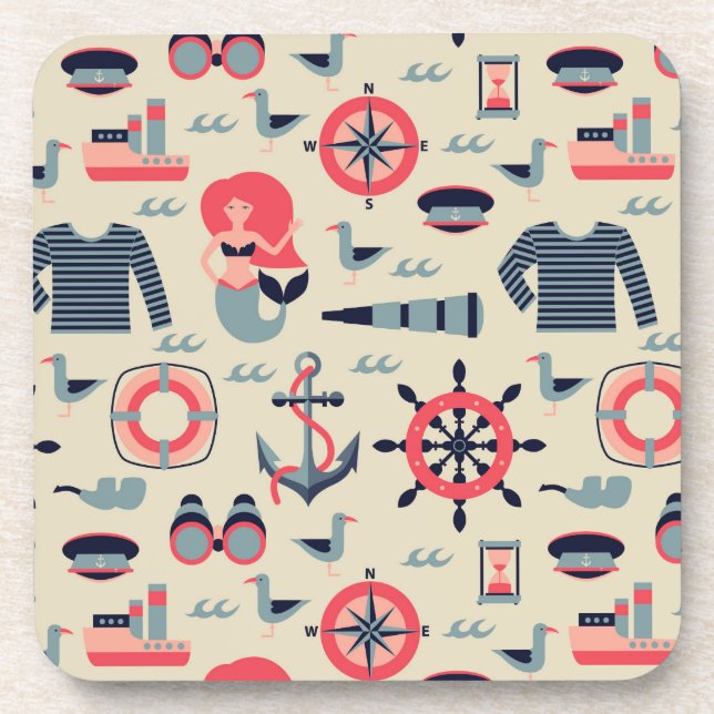 Marine Life Pattern Drink Coaster (Front)