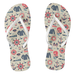 Marine Life Pattern Flip Flops