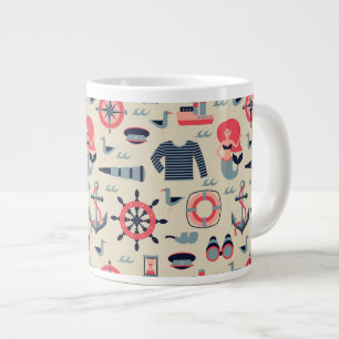 Marine Life Pattern Large Coffee Mug