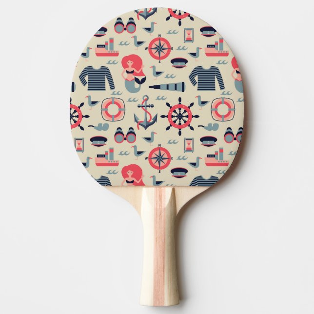 Marine Life Pattern Ping-Pong Paddle (Front)