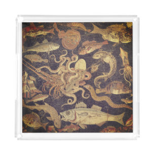 Marine life, Pompeii mosaic Acrylic Tray