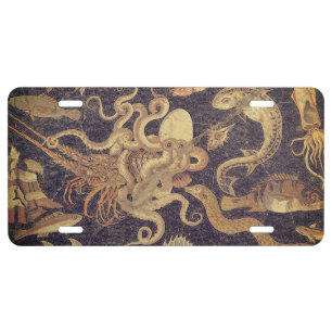 Marine life, Pompeii mosaic License Plate