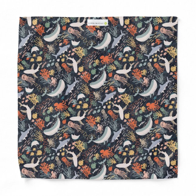 Marine Life Print Baby Bib Bandana (Front)