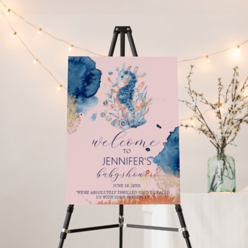 Marine Life  Seahorse Baby Shower Welcome Sign
