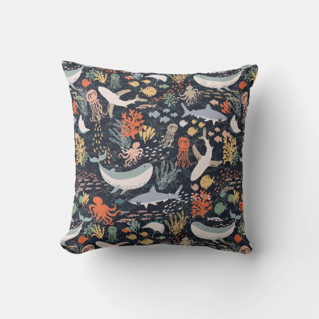 Marine Life Throw Pillow (Front)