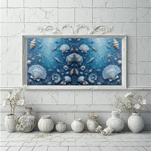 Marine Life Underwater Seashells Fish Backsplash  Ceramic Tile