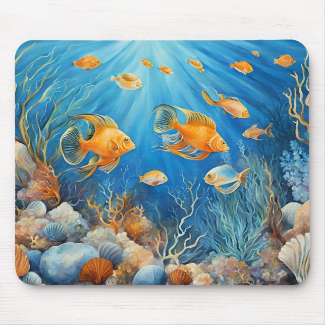 Marine Life with Exotic Fish Mouse Pad (Front)