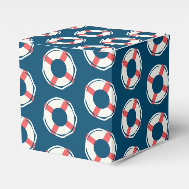 Marine Lifesaver Nautical Birthday Baby Shower Favor Boxes (Front Side)