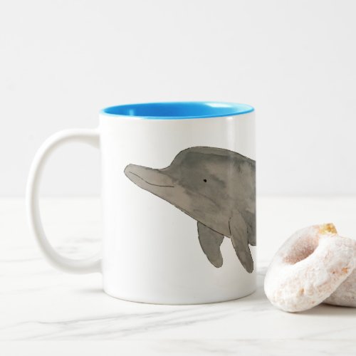 Marine Mammal Watercolor Bottlenose Dolphin Two_Tone Coffee Mug