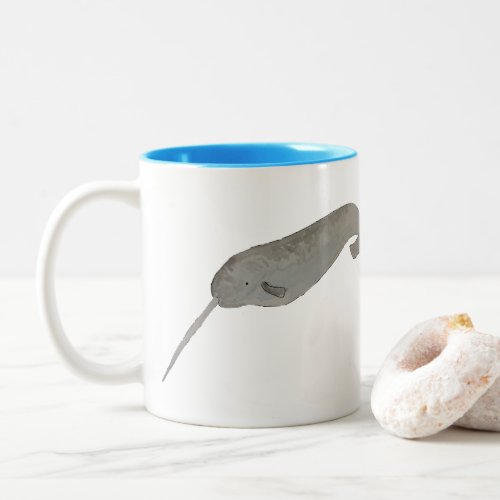 Marine Mammal Watercolor Narwhal Two_Tone Coffee Mug