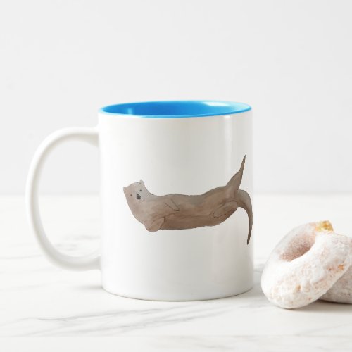 Marine Mammal Watercolor Sea Otter Two_Tone Coffee Mug