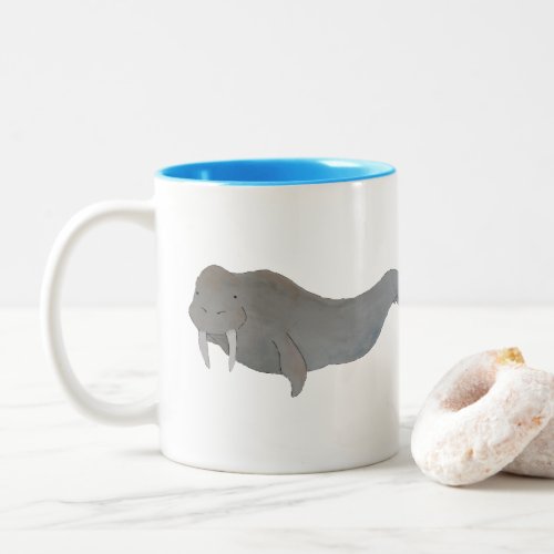 Marine Mammal Watercolor Walrus Two_Tone Coffee Mug