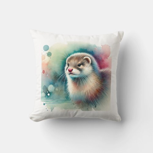 Marine Mink 170624AREF124 _ Watercolor Throw Pillow