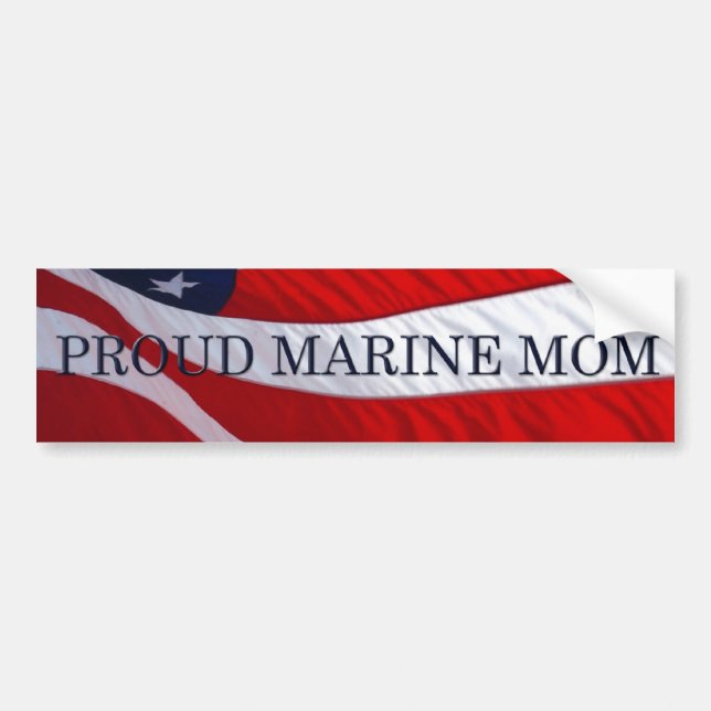 Marine Mom American Flag Bumper Sticker (Front)