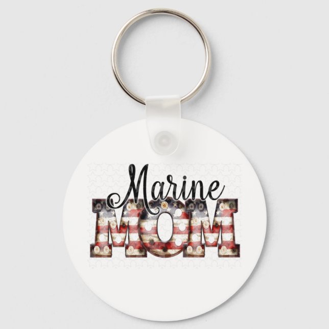 Marine Mom Button Keychain (Front)