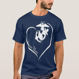 MARINE MOM CURVE HEART T-Shirt
