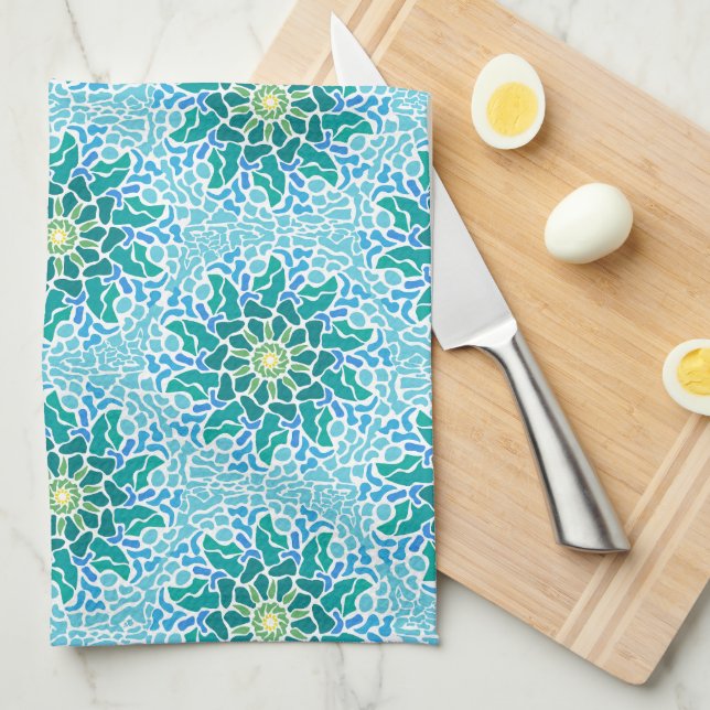 Marine Mosaic Kitchen Towel (Quarter Fold)