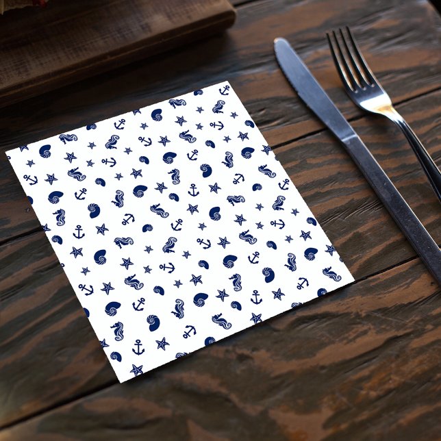 Marine Motif with Seahorses Cloth Napkin (Creator Uploaded)
