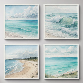 Marine nature in watercolors peel and stick photo tile