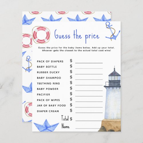 Marine nautical Party games  Price Guess Game