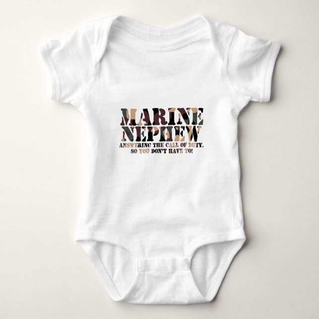 Marine Nephew Answering Call Baby Bodysuit (Front)