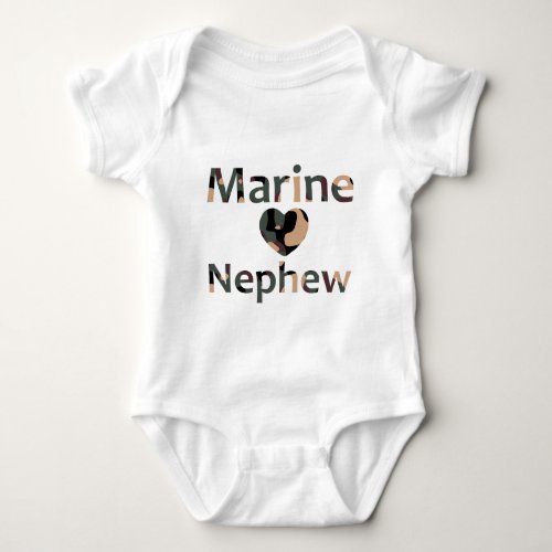 Marine Nephew Heart Camo Baby Bodysuit