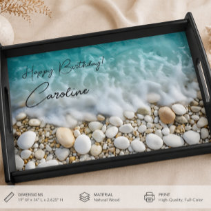 Marine Ocean Stones and Sand Beach Serving Tray