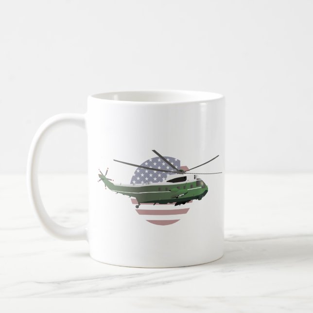 Marine One Helicopter with American Flag Coffee Mug (Left)