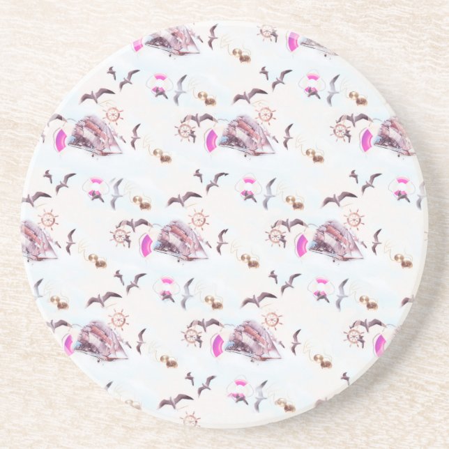 Marine pattern drink coaster (Front)