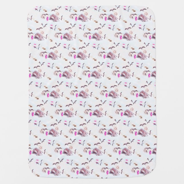 Marine pattern stroller blanket (Front)