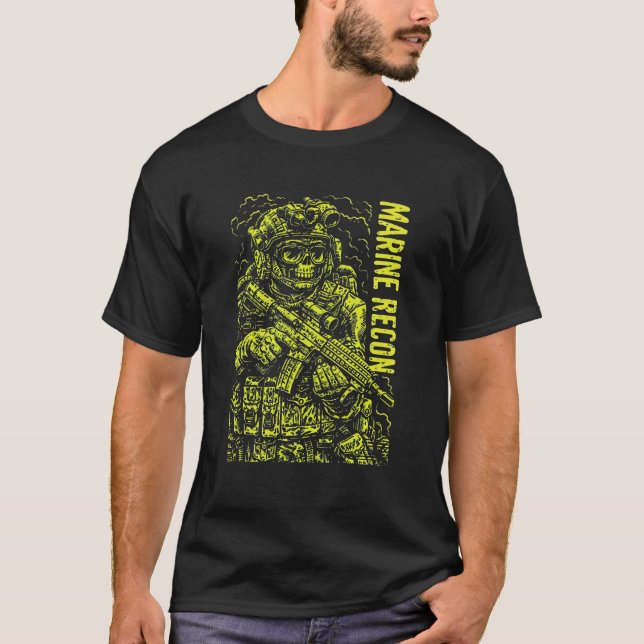 Marine Recon Tactical Horror Illustration T-Shirt (Front)