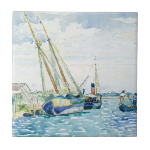 Marine Scene Boats near Venice Ceramic Tile