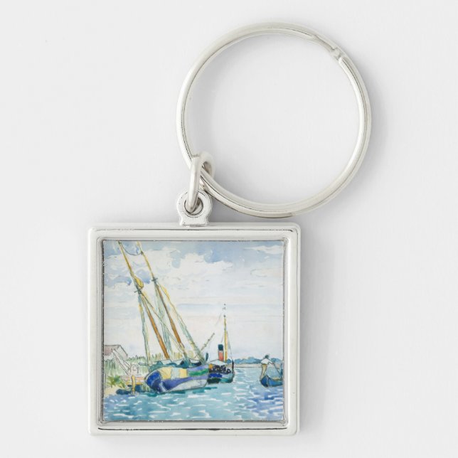 Marine Scene Boats near Venice Keychain (Front)