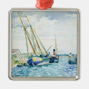 Marine Scene Boats near Venice Metal Ornament