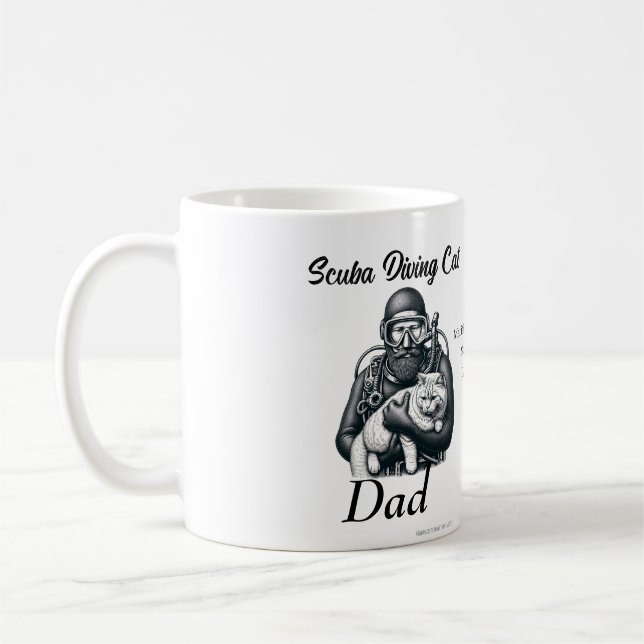 Marine Scuba Diving Cat Dad Coffee Mug (Left)