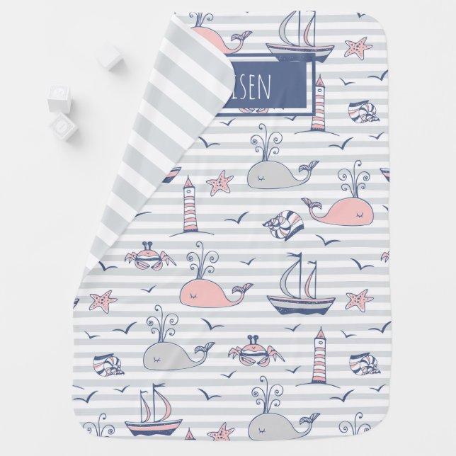 Marine Sea Life Beach Baby Blanket (In Situ)